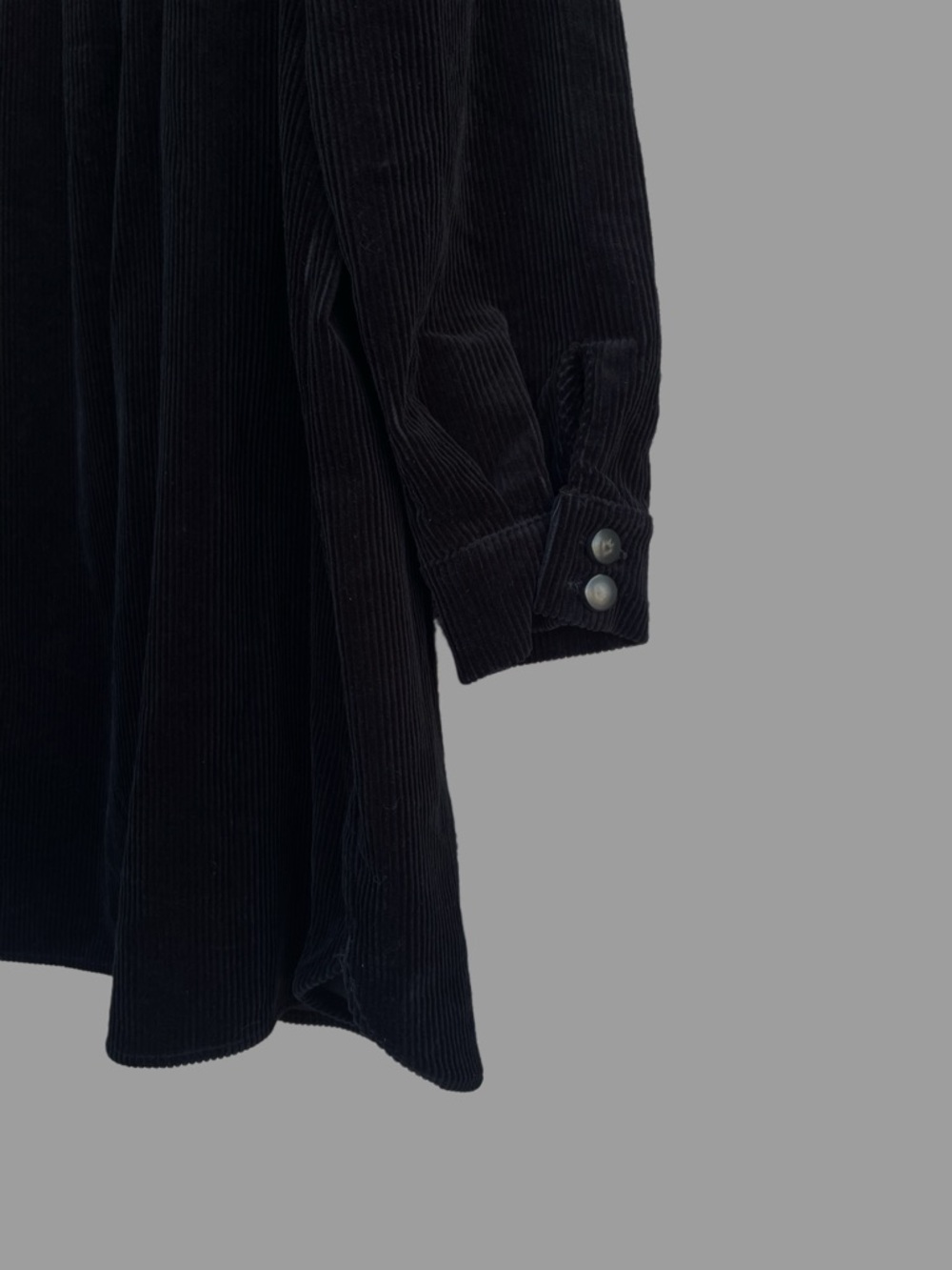 SEZANE Black Velvet Corduroy Button Down Long Sleeve Mini Sadie Shirt Dress - Picture 9 of 14